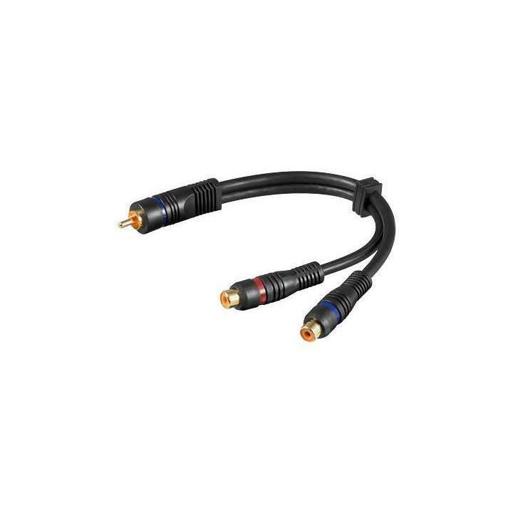 Cablu adaptor RCA la 2x RCA mama OFC dublu ecranat Goobay