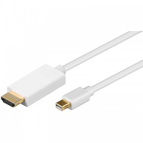 Cablu mini DisplayPort v1.2 la Hdmi 2m 3840×2160p 4K Ultra HD 2160p 30Hz alb Goobay
