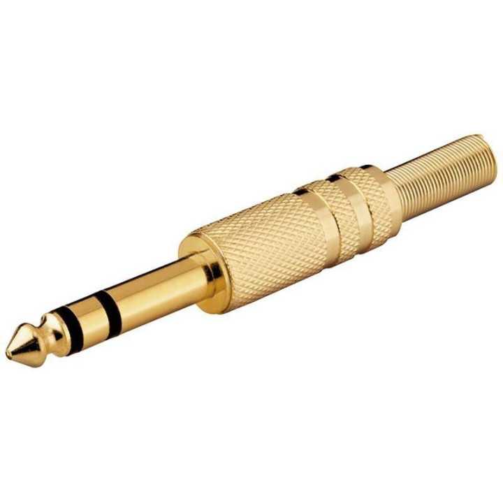 Mufa Jack 6.35 mm stereo tata metal aurit Goobay