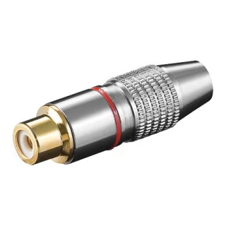 Mufa RCA mama inel rosu metal aurit Goobay