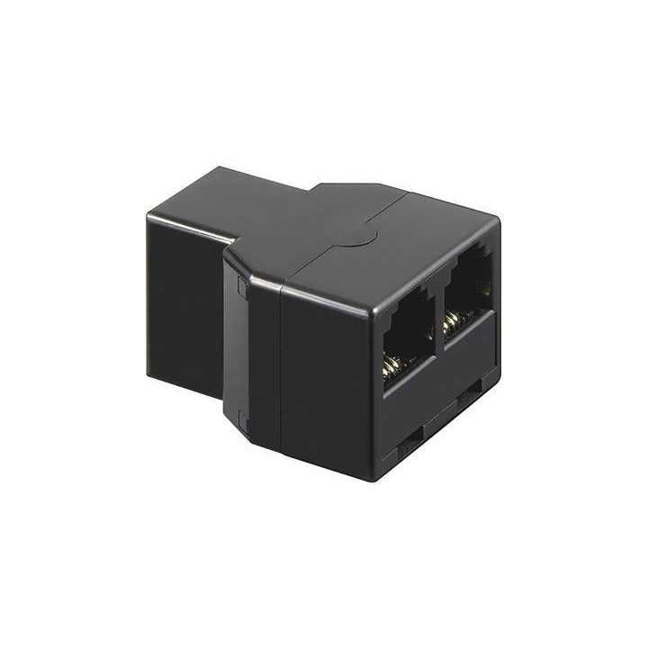 Adaptor RJ11 mama la 2x RJ11 mama negru Goobay