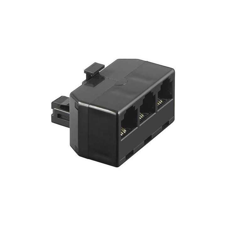Adaptor RJ11 tata la 3x RJ11 mama negru Goobay