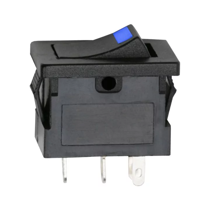 Interupator basculant 1 circuit 3 pini OFF-ON LED albastru 12V 15A cu retinere 09027KE