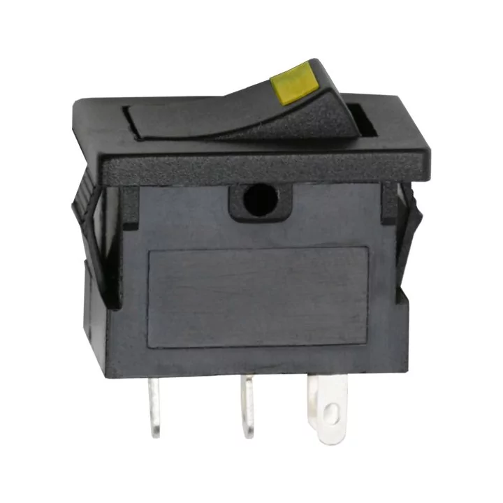 Interupator basculant 1 circuit 3 pini OFF-ON LED galben 12V 15A cu retinere 09027SA