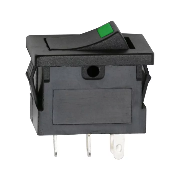 Interupator basculant 1 circuit 3 pini OFF-ON LED verde 12V 15A cu retinere