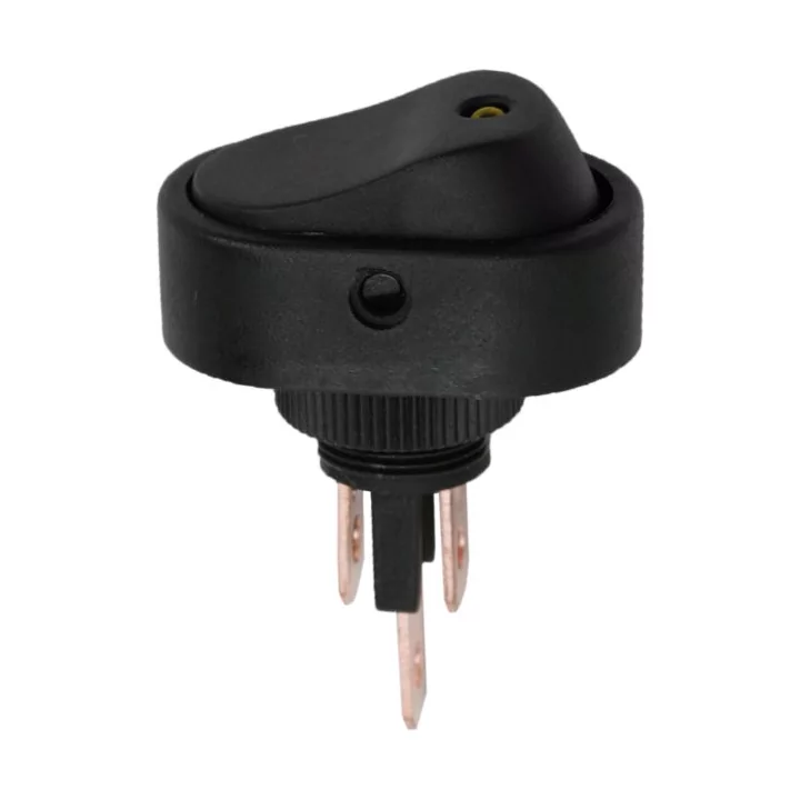 Interupator basculant 1 circuit 12V 20A OFF-ON LED galben cu retinere 2 pini 09047SA