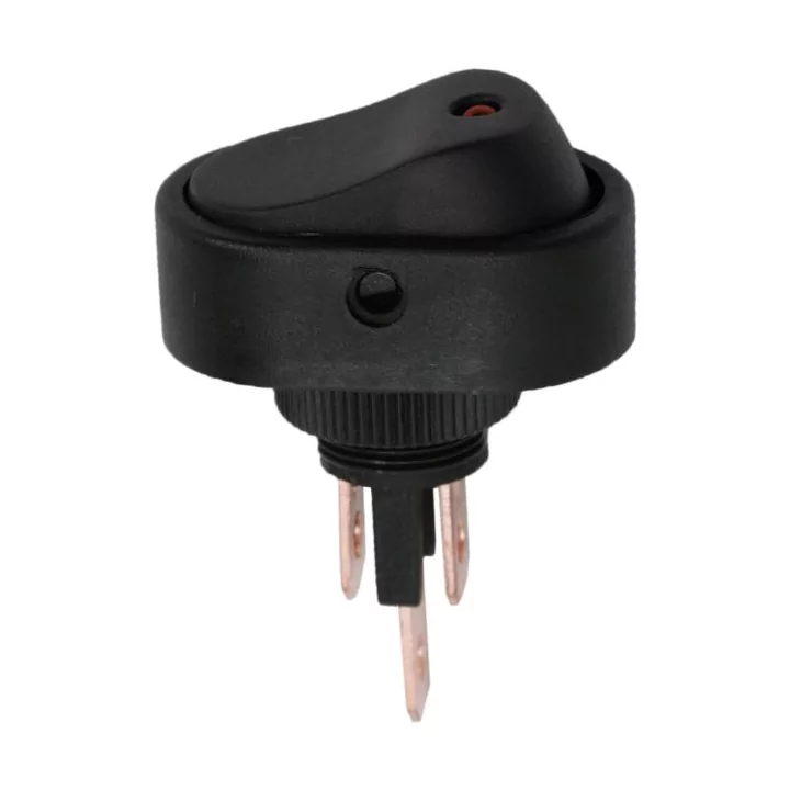 Interupator basculant 1 circuit 12V 20A OFF-ON LED rosu cu retinere 2 pini