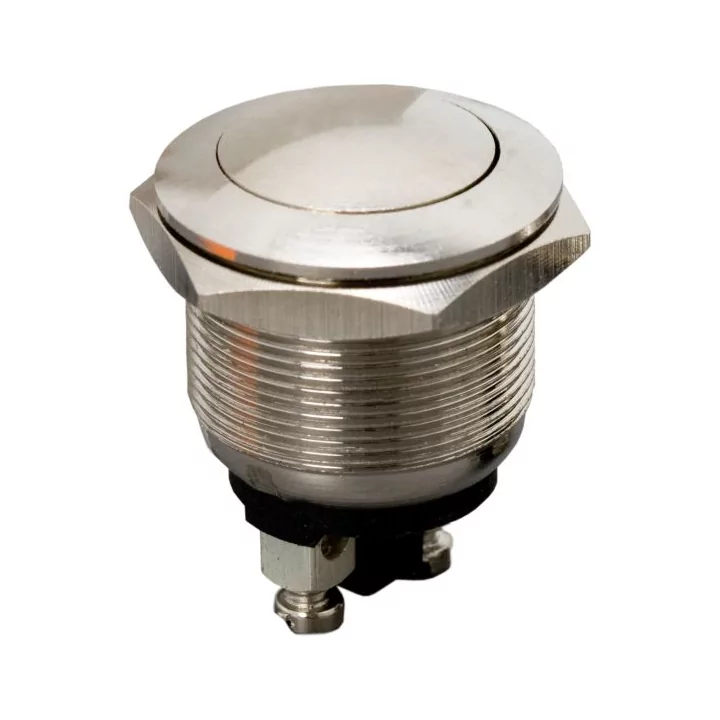 Intrerupator 1 circuit 2A 250V OFF-(ON) fara retinere Push-Buton metal rotunjit