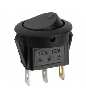 Interupator basculant 1 circuit 3 pini 12V 16A OFF-ON LED galben cu retinere