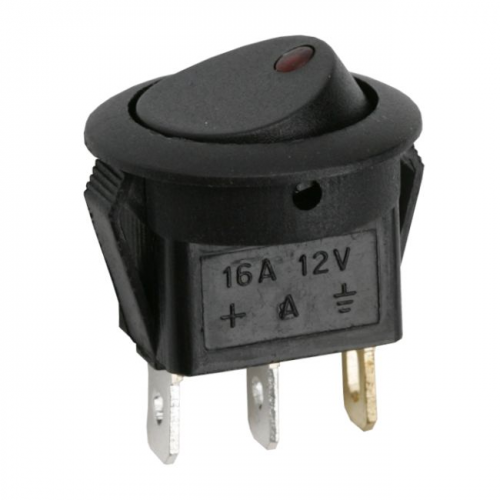 Interupator basculant 1 circuit 3 pini 12V 16A OFF-ON LED rosu cu retinere