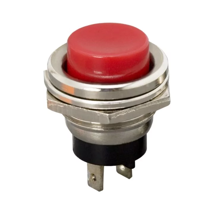 Buton 1 circuit Push ON 2A 250V OFF-(ON) fara retinere rosu 09065PI
