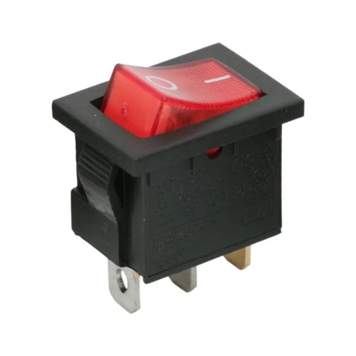 Interupator basculant 1 circuit 3 pini 6.5A 250V OFF-ON rosu