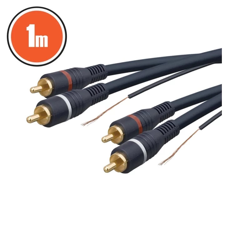 Cablu audio 2x RCA - 2x RCA 1m dublu ecranat cu fir remote