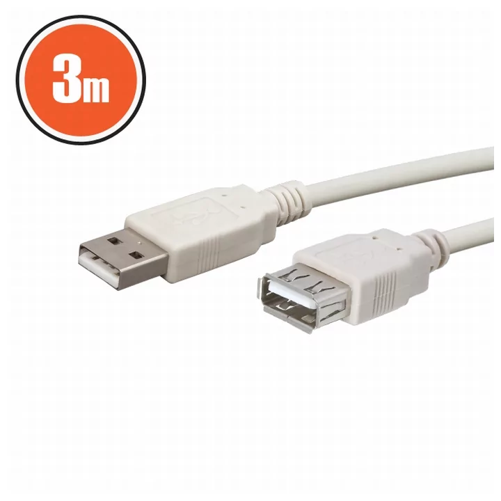 Cablu prelungitor USB tata A la mama A 3m alb