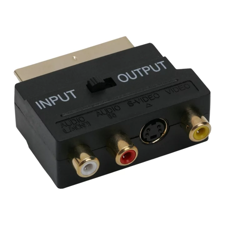Adaptor 3x RCA si S-vhs la Scart tata aurit