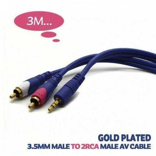 Cablu audio Jack 3.5 mm la 2x RCA 3m aurit