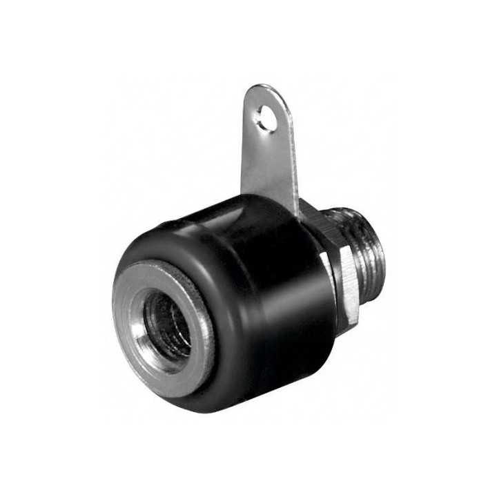 Mufa banana mama negru 4mm cu surub pe panou Goobay