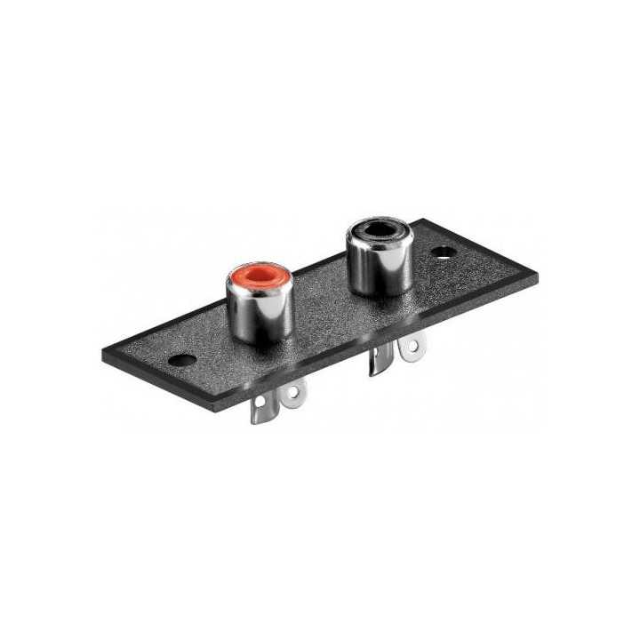 Mufa 2x RCA mama montabil pe panou rosu-negru Goobay