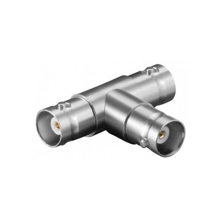 Adaptor BNC la 2x Bnc mama T contacte aurite Goobay