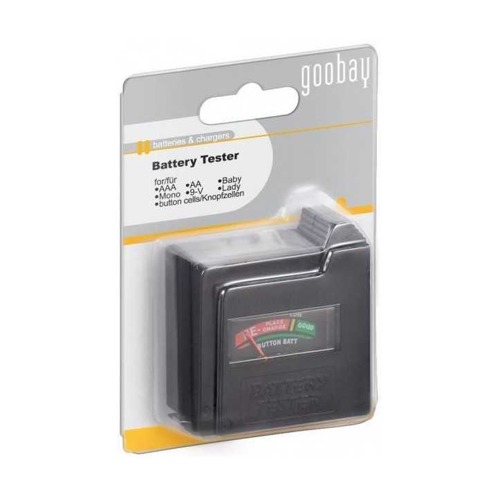 Tester baterii cu display analogic pentru AAA AA C D 9V si N Goobay