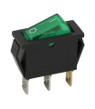 Interupator basculant 3 pini 1 circuit 10A 250V OFF-ON lumina verde cu retinere