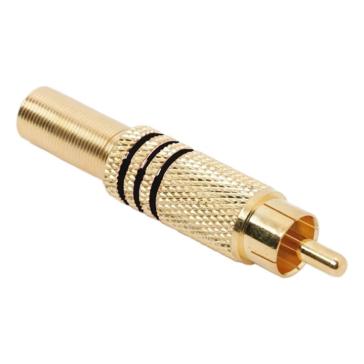 Mufa RCA aurita inel negru tata cablu maxim 6mm