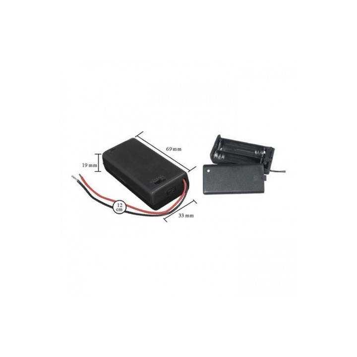 Suport baterii 2x AA cu fir capac si intrerupator