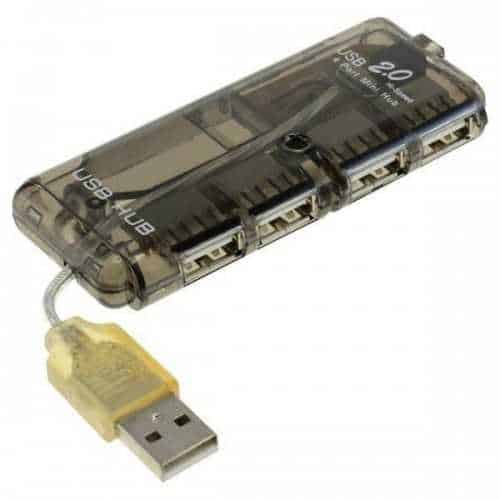 Hub USB 2.0 4 port negru posibilitate alimentare cu 5V