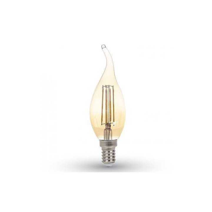 Bec LED E14 4W alb cald cu filament 2200K V-TAC