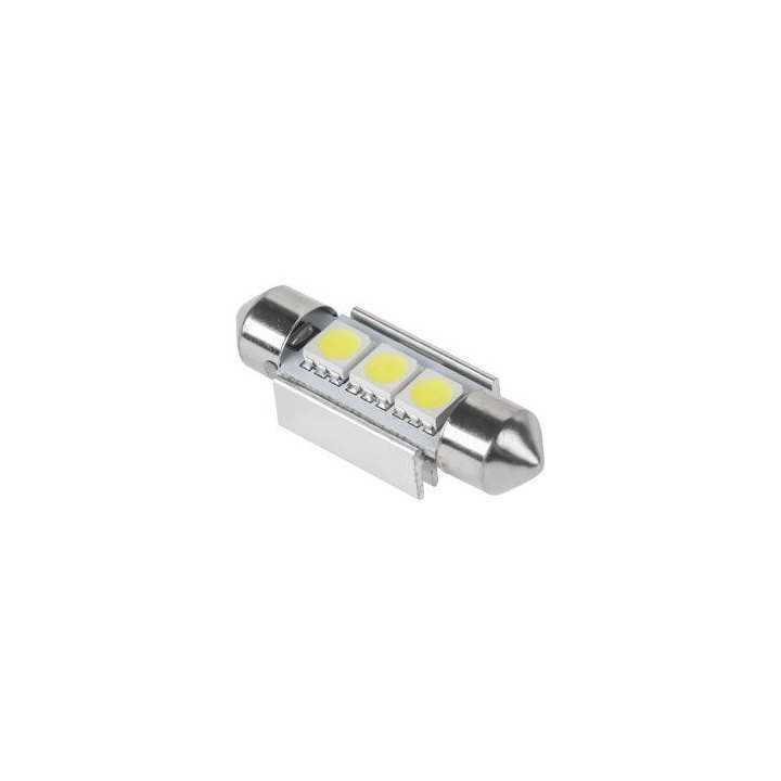 Bec LED 3x SMD5050 alb auto CANBUS 12V 1.5W 30lm T11 SV8.5 36mm Vipow