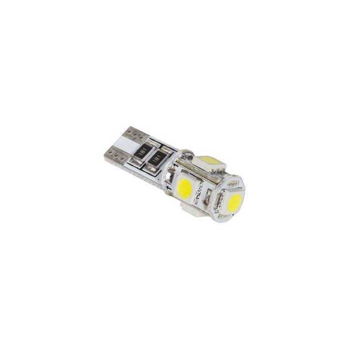 Bec LED 5x SMD5050 alb auto CANBUS T10 12V 1.8W 45lm Vipow