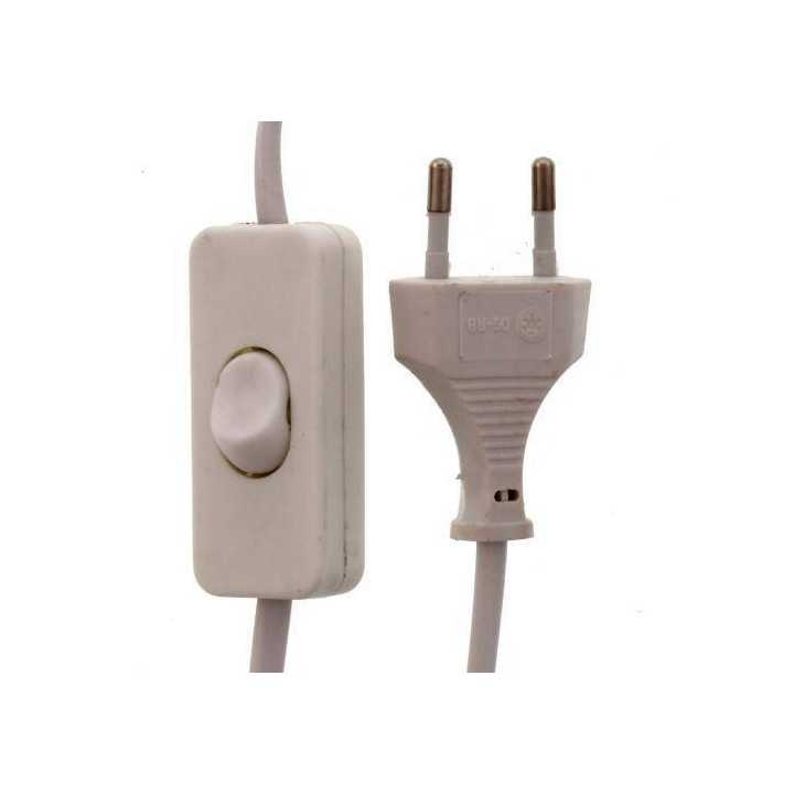 Cablu alimentare cu intrerupator pe fir 2x0.75mmp 3m alb