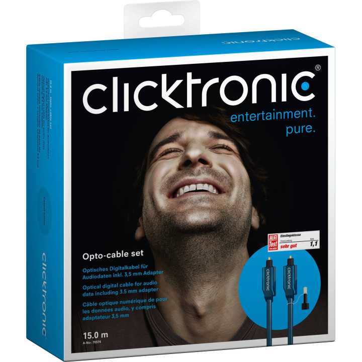 Cablu optic Toslink - Toslink plus adaptor 3.5mm 15m Clicktronic
