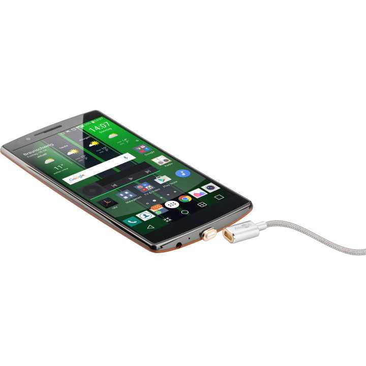 Cablu USB 2.0 cu mufa magnetica micro USB 1.2m argintiu Goobay