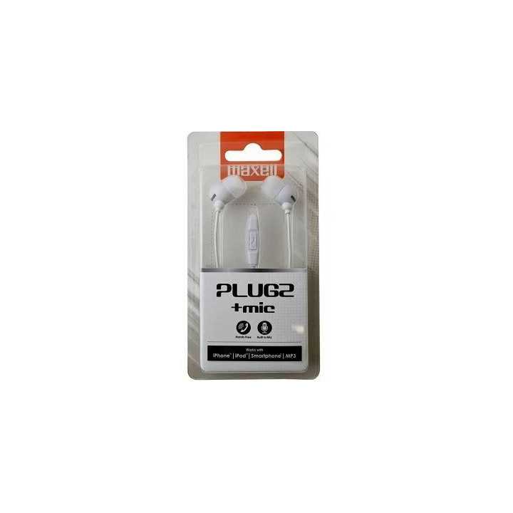 Casca in ureche 3.5mm alb cu microfon Plugz Maxell