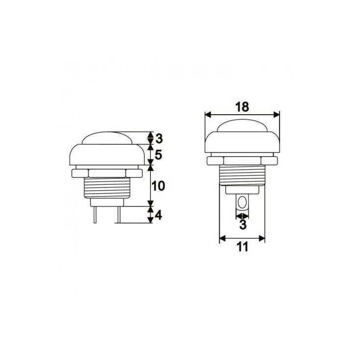 Buton 1 circuit 1A 250V OFF-(ON) portocaliu fara retinere