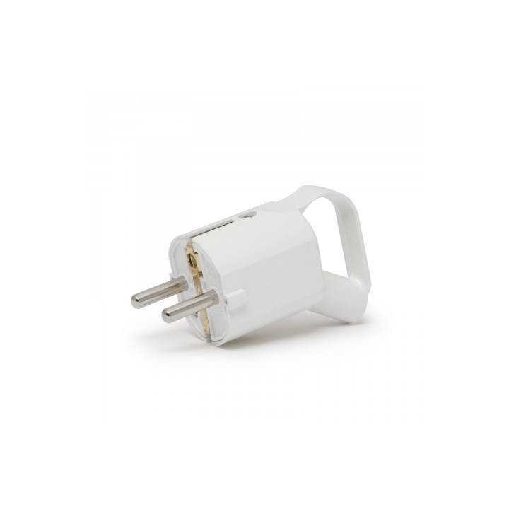 Stecher schuko 250V 16A alb cu inel de prindere