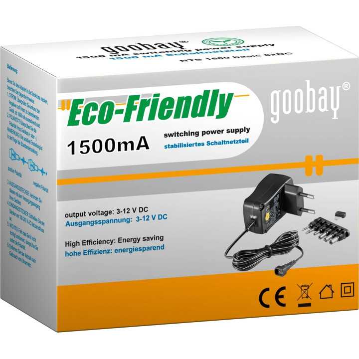 Alimentator de curent continuu 3V-12V 1500mA +6 mufe Goobay
