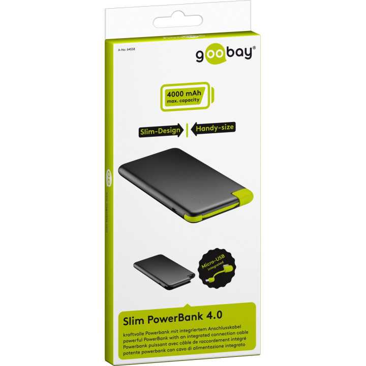 Acumulator portabil powerbank Li-polimer 4000mAh cu cablu micro USB Goobay