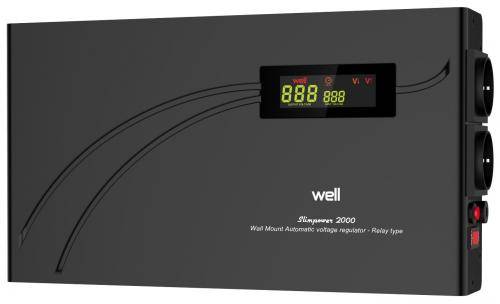 Stabilizator automat de tensiune cu releu 2000VA orizontal Well AVR-REL-SLIMPOWER2000-WL