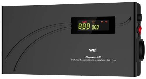 Stabilizator automat de tensiune cu releu 1000VA orizontal Well AVR-REL-SLIMPOWER1000-WL