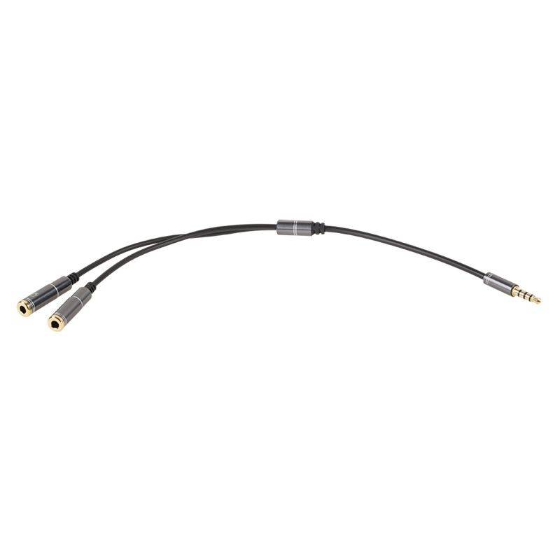 Cablu adaptor 3.5 mm Jack 4 pini – 2x Jack 3.5 mm STEREO 20cm