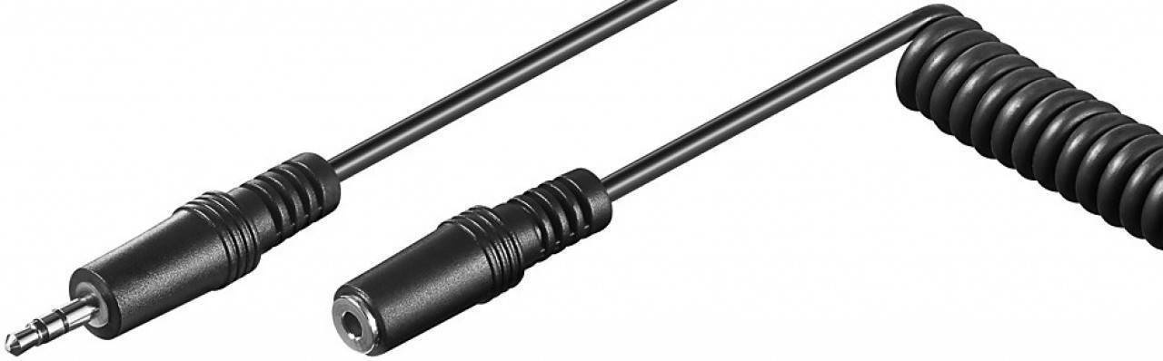 Cablu audio spiralat Jack 3.5 mm stereo tata - 3.5 mm stereo mama ecranare 48 fire 5m Goobay