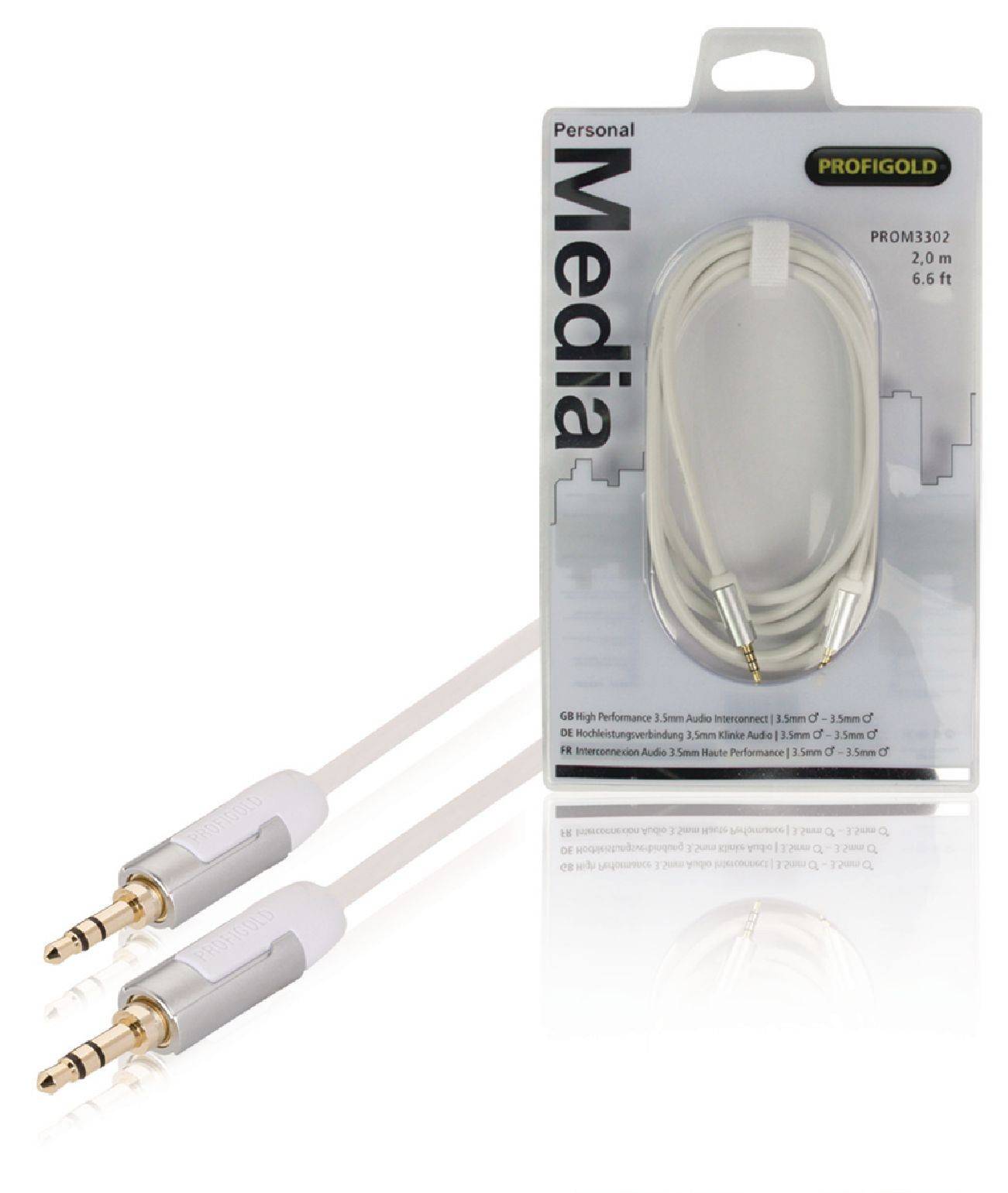 Cablu audio stereo JACK 3.5mm tata - tata 2m OFC alb Profigold