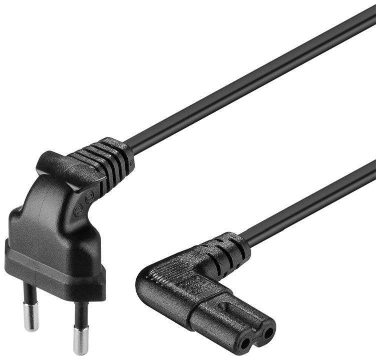 Cablu de alimentare 90 grade EURO 2 pini TV cu conectori cotiti CEE 7/16 - IEC-60320-C7 1m Goobay