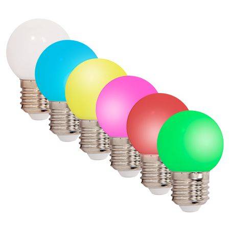 Set 6 becuri LED E27 G45 220-240V 0.5W colorate rosu verde albastru alb cald galben roz