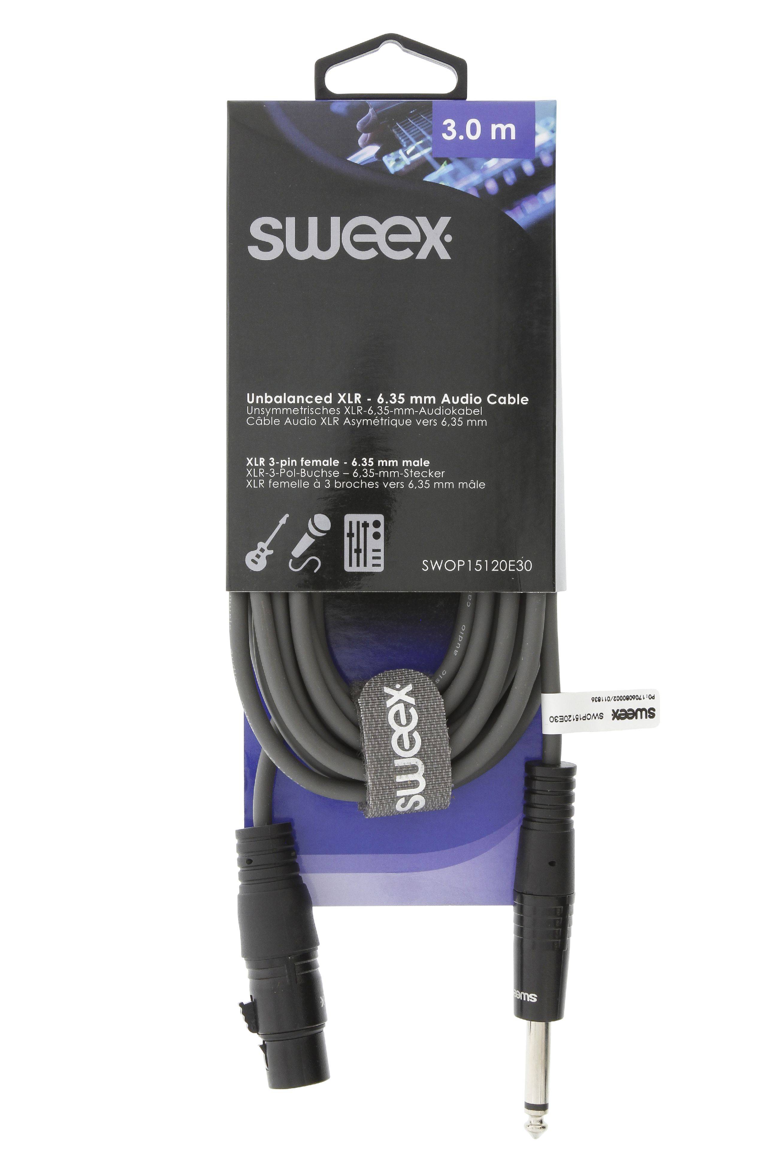 Cablu audio mono XLR 3 pini mama - Jack 6.35mm tata 3m gri Sweex