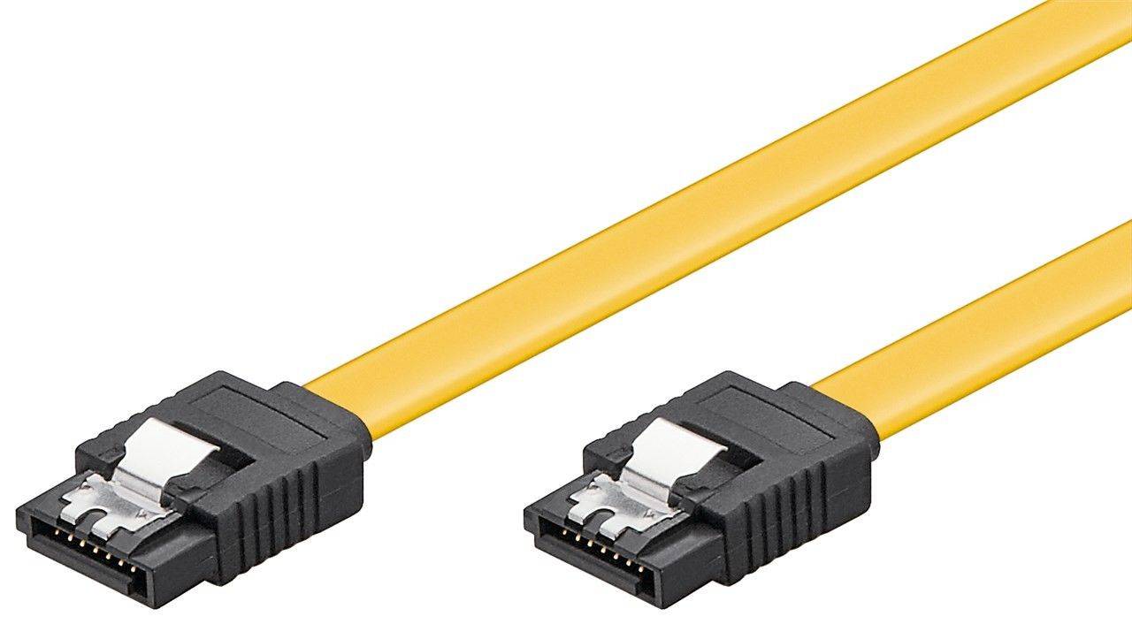 Cablu HDD SATA tata - SATA tata 6Gbit/s 10cm galben Goobay