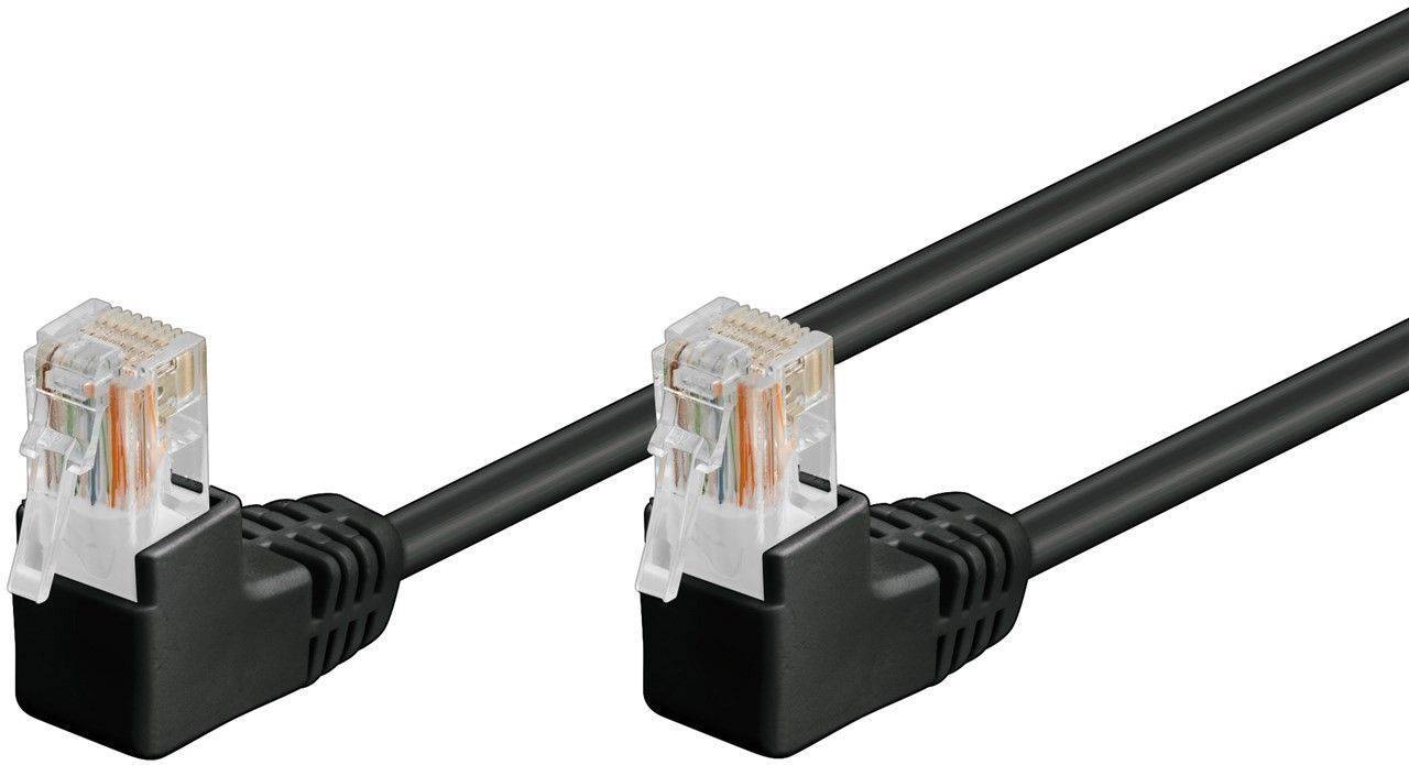 Cablu patch UTP CAT5e RJ45 2×90 3m CCA negru Goobay