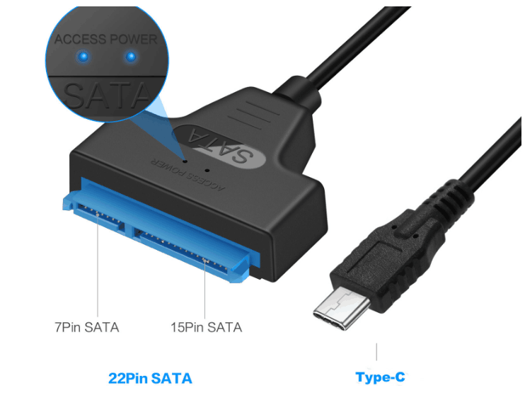 Convertor USB Type C - SATA 22 pini max 6TB HDD 2.5